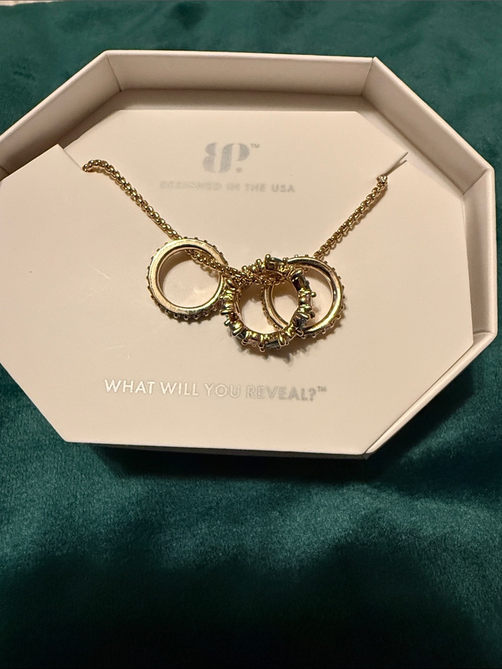 Gold Triple Ring Pendant Necklace - Layered Circle Pendant in Gold
